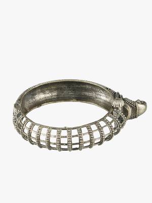 Women oxidised peacock silver plated handcrafted bangle 3
