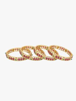 Set of 4 gold-plated handcrafted stone bangles 1