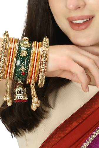 Set of 26menakari bridal chuda with hangings