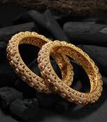 Set of 2 gold-plated handcrafted stone bangles