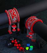 Women set of 9 multi-plated stone-studded bangles