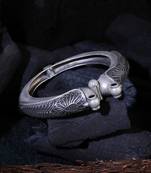 Women oxidised silver plated peacock shape bangles