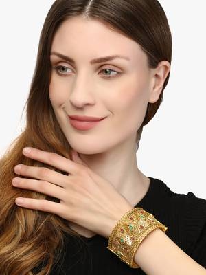Set of 2 gold plated antique openable geometric bangles set 5