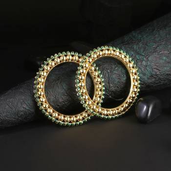 Women gold-plated luk kundan golden-pearl set of 2 bangles 4