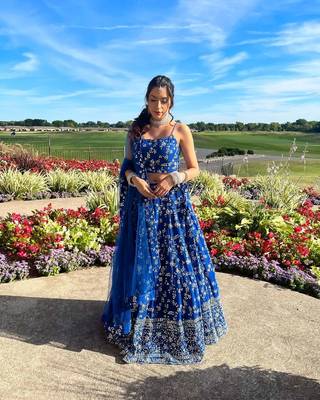 Interesting Blue Sequins Embroidery Lehenga Choli For Women Indian Wedding Party Wear Lahanga Choli 1