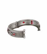 Women oxidised silver plated red stone-studded bangles