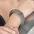 Women oxidised silver plated stone-studded flower design bangles