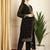 Stylee lifestyle black georgette embroidered dress material