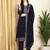 Stylee lifestyle navy blue georgette embroidered dress material