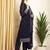 Stylee lifestyle navy blue georgette embroidered dress material