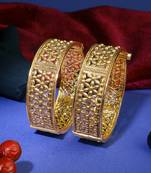 Women gold-plated pearl-beaded temple bangles