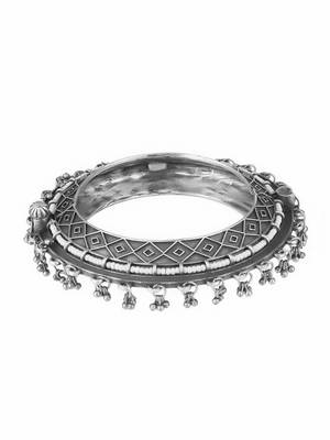 Women oxidised silver plated pearl-beaded pearl-tessels bangles 5