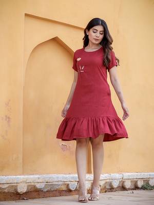  maroon embroidered dress 1