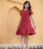  maroon embroidered dress
