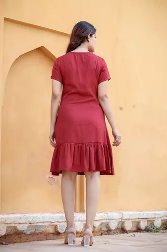  maroon embroidered dress