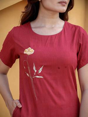  maroon embroidered dress 4