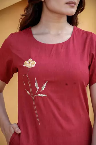  maroon embroidered dress