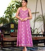 purple strappy anarkali dress