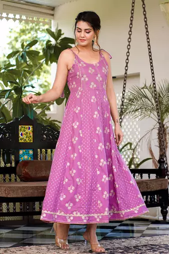  purple strappy anarkali dress