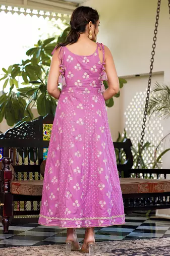  purple strappy anarkali dress