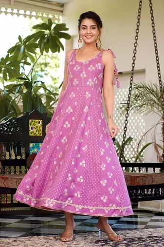  purple strappy anarkali dress
