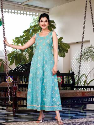  sea green strappy anarkali dress 1