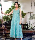  sea green strappy anarkali dress