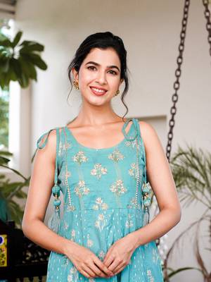  sea green strappy anarkali dress 4