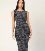 Keri perry women's black lycra typography print bodycon western dress