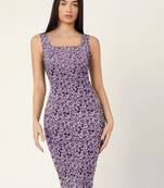 Keri perry women's pink lycra botanical print bodycon western dress