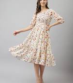 Keri perry women's white georgette polka dot tiered western dress