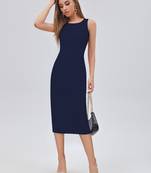 Keri perry women's blue lycra solid bodycon western dress