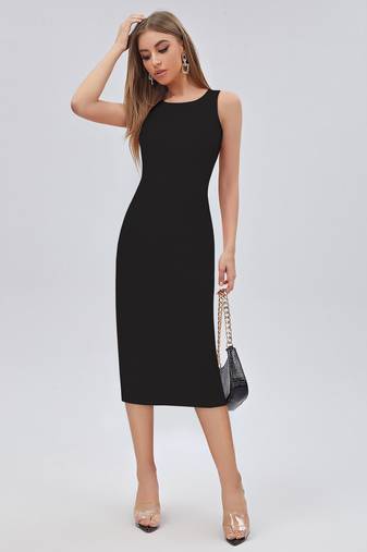 Keri perry women's black lycra solid bodycon western dress