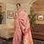 Kimisha women's peach silk woven saree with unstitched blouse piece