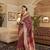 Kimisha women's maroon silk woven saree with unstitched blouse piece