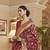Kimisha women's maroon silk woven saree with unstitched blouse piece