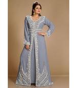 Grey Morrocan Georgette Islamic Kaftan