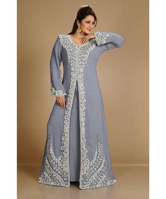 Grey Morrocan Georgette Islamic Kaftan 2