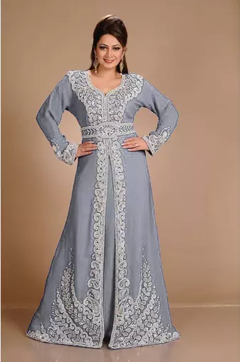 Grey Morrocan Georgette Islamic Kaftan