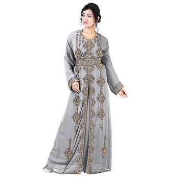 Grey Georgette Zari Work Kaftan 1