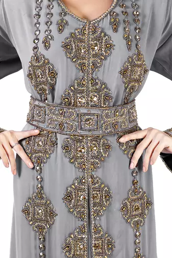 Grey Georgette Zari Work Kaftan