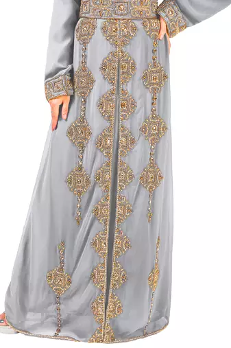 Grey Georgette Zari Work Kaftan