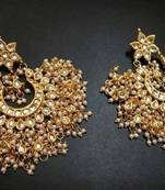 white pearl earring in kundan for traditional occasion and weddings