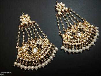 white pearl earring kundan jhoomer pair 1