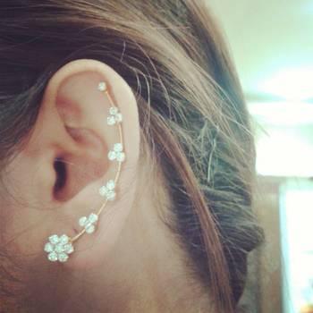 white cubic zircon earring cuff pair 1