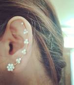 white cubic zircon earring cuff pair