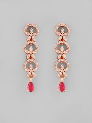 Rose gold-plated ad stone-studded handcrafted red jewellery set 5