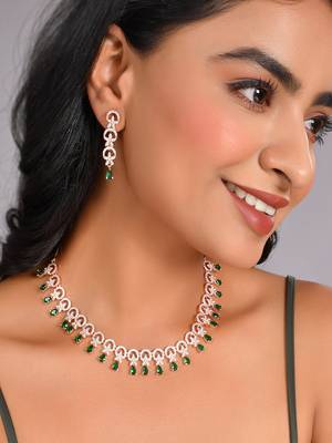 Rose gold-plated ad stone-studded handcrafted red jewellery set 1