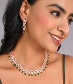 Rose gold-plated ad stone-studded handcrafted red jewellery set