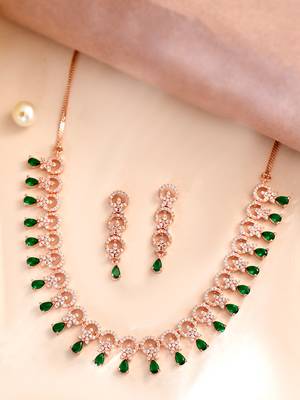 Rose gold-plated ad stone-studded handcrafted red jewellery set 2